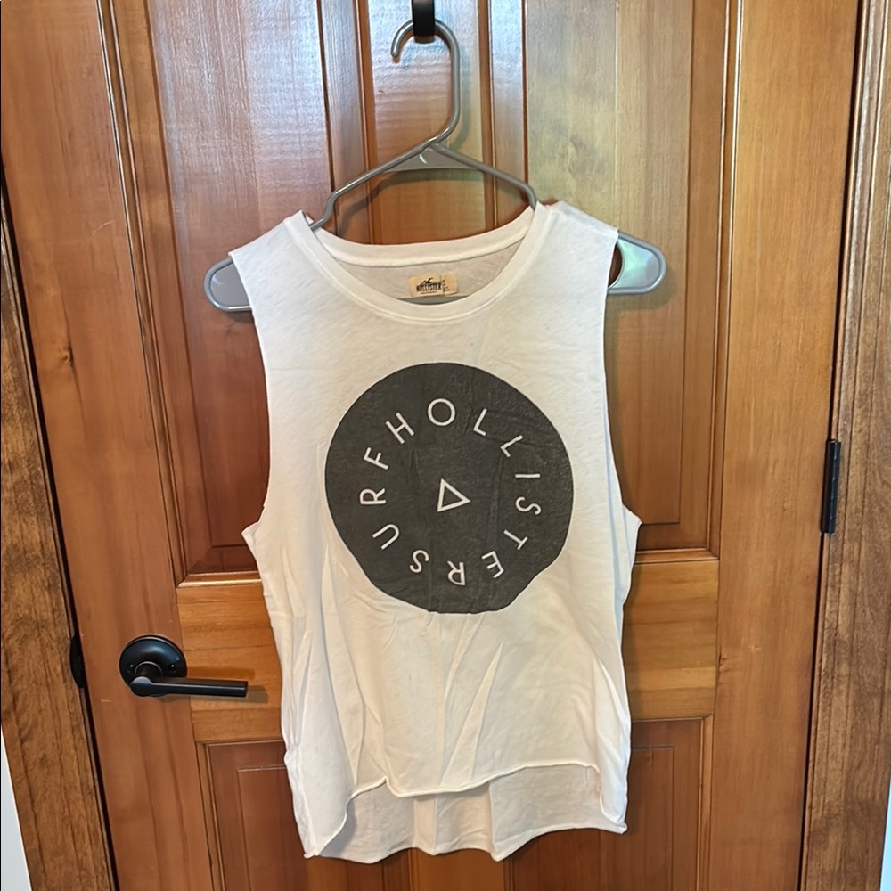 Hollister White Muscle Tee with Black Logo